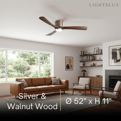 Ventilateur de Plafond Scandinave Bois | LED Intégrée, Flux d'Air Silencieux