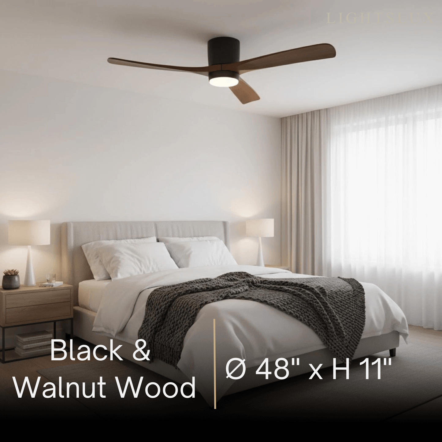 Ventilateur de Plafond Scandinave Bois | LED Intégrée, Flux d'Air Silencieux