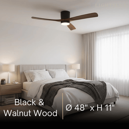Ventilateur de Plafond Scandinave Bois | LED Intégrée, Flux d'Air Silencieux
