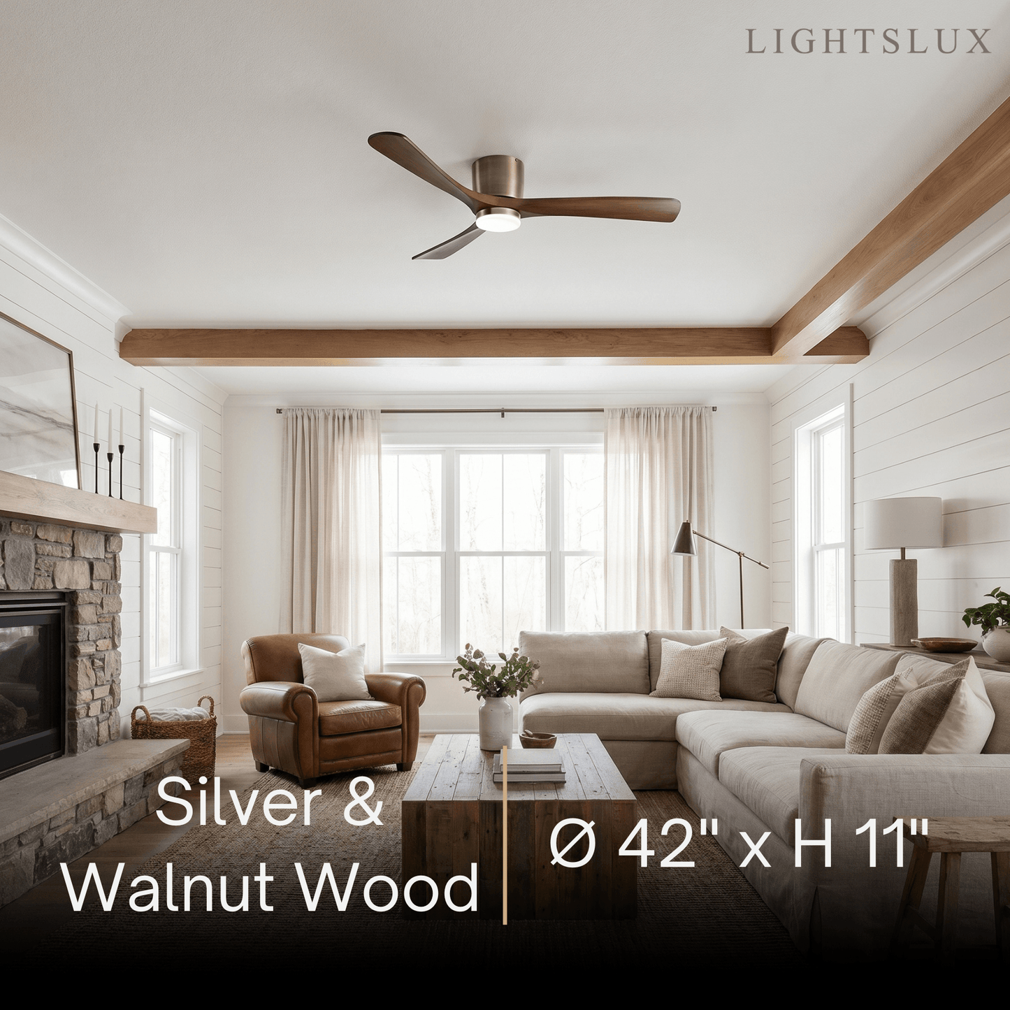 Ventilateur de Plafond Scandinave Bois | LED Intégrée, Flux d'Air Silencieux