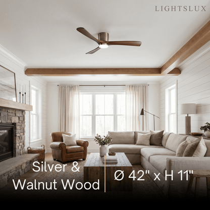Ventilateur de Plafond Scandinave Bois | LED Intégrée, Flux d'Air Silencieux