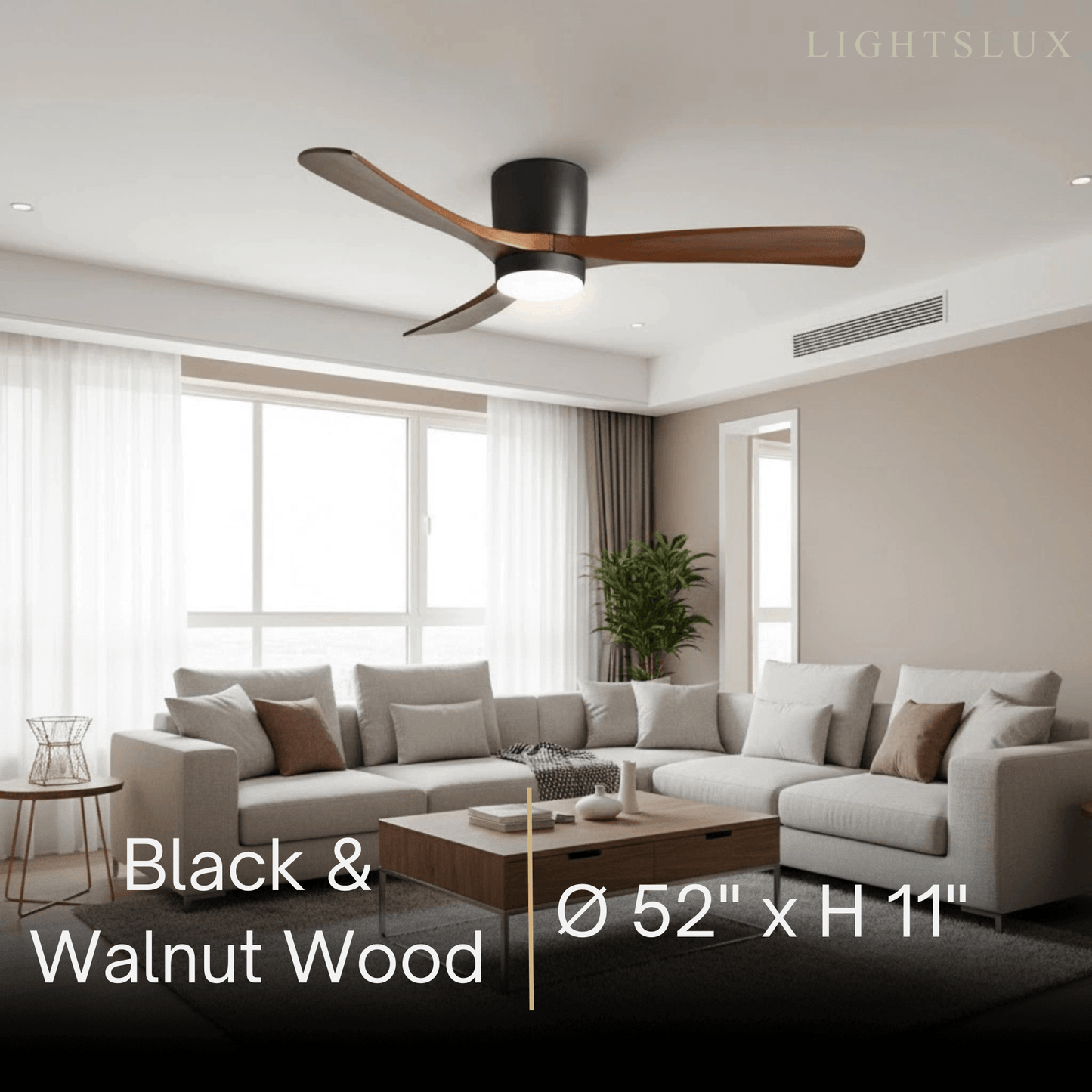Ventilateur de Plafond Scandinave Bois | LED Intégrée, Flux d'Air Silencieux