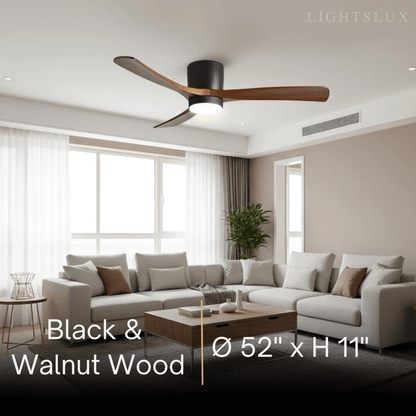 Ventilateur de Plafond Scandinave Bois | LED Intégrée, Flux d'Air Silencieux