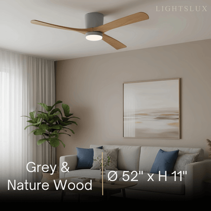 Ventilateur de Plafond Scandinave Bois | LED Intégrée, Flux d'Air Silencieux