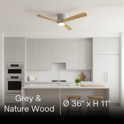 Ventilateur de Plafond Scandinave Bois | LED Intégrée, Flux d'Air Silencieux