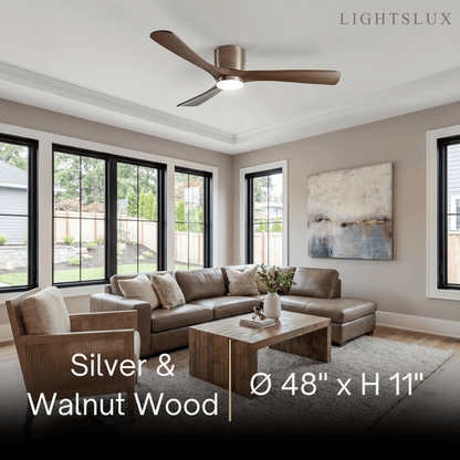 Ventilateur de Plafond Scandinave Bois | LED Intégrée, Flux d'Air Silencieux