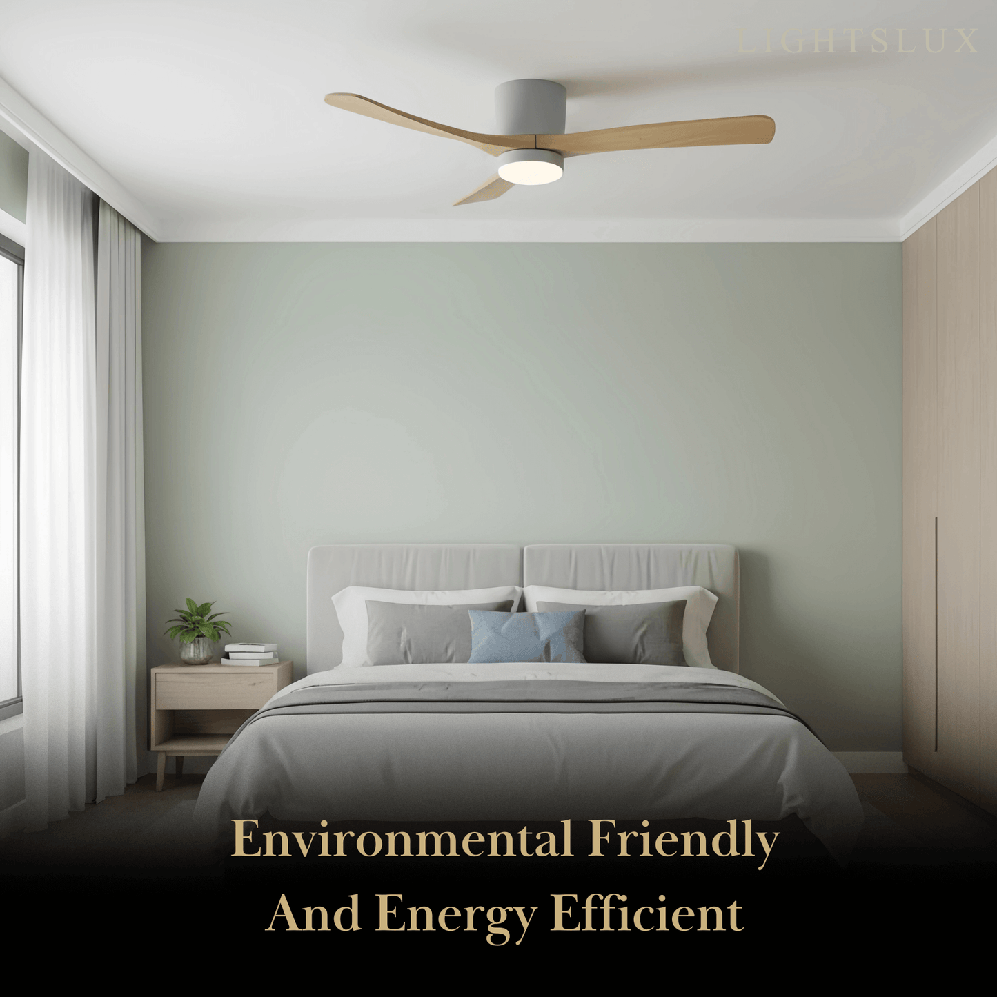 Ventilateur de Plafond Scandinave Bois | LED Intégrée, Flux d'Air Silencieux