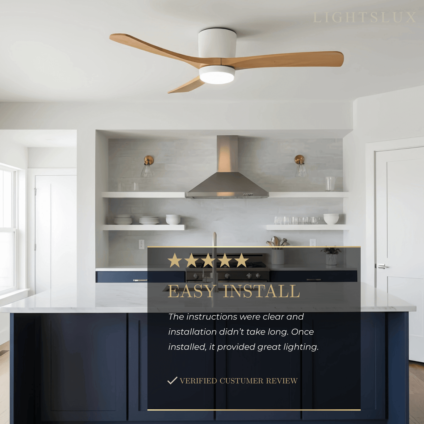 Ventilateur de Plafond Scandinave Bois | LED Intégrée, Flux d'Air Silencieux