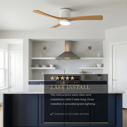 Ventilateur de Plafond Scandinave Bois | LED Intégrée, Flux d'Air Silencieux