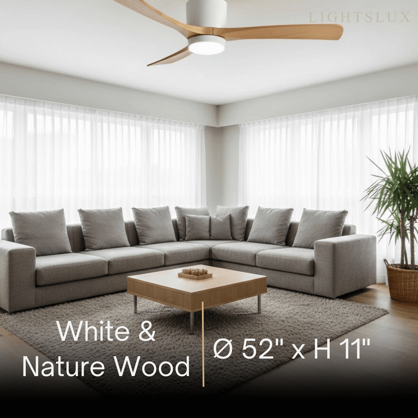 Ventilateur de Plafond Scandinave Bois | LED Intégrée, Flux d'Air Silencieux