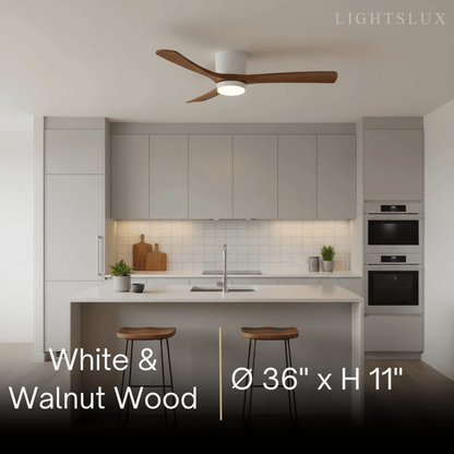 Ventilateur de Plafond Scandinave Bois | LED Intégrée, Flux d'Air Silencieux
