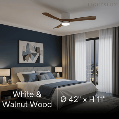 Ventilateur de Plafond Scandinave Bois | LED Intégrée, Flux d'Air Silencieux