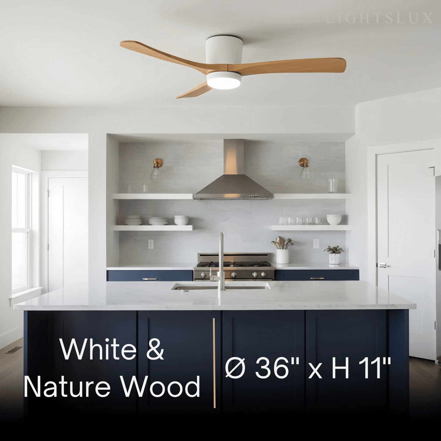 Ventilateur de Plafond Scandinave Bois | LED Intégrée, Flux d'Air Silencieux