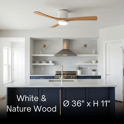 Ventilateur de Plafond Scandinave Bois | LED Intégrée, Flux d'Air Silencieux