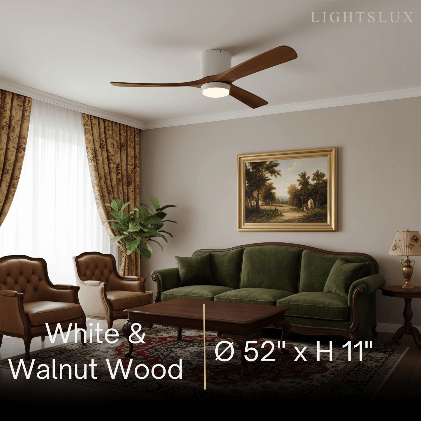 Ventilateur de Plafond Scandinave Bois | LED Intégrée, Flux d'Air Silencieux