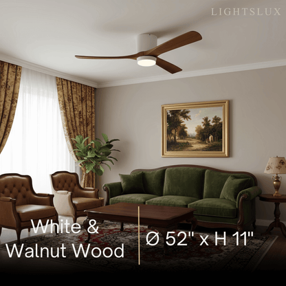 Ventilateur de Plafond Scandinave Bois | LED Intégrée, Flux d'Air Silencieux