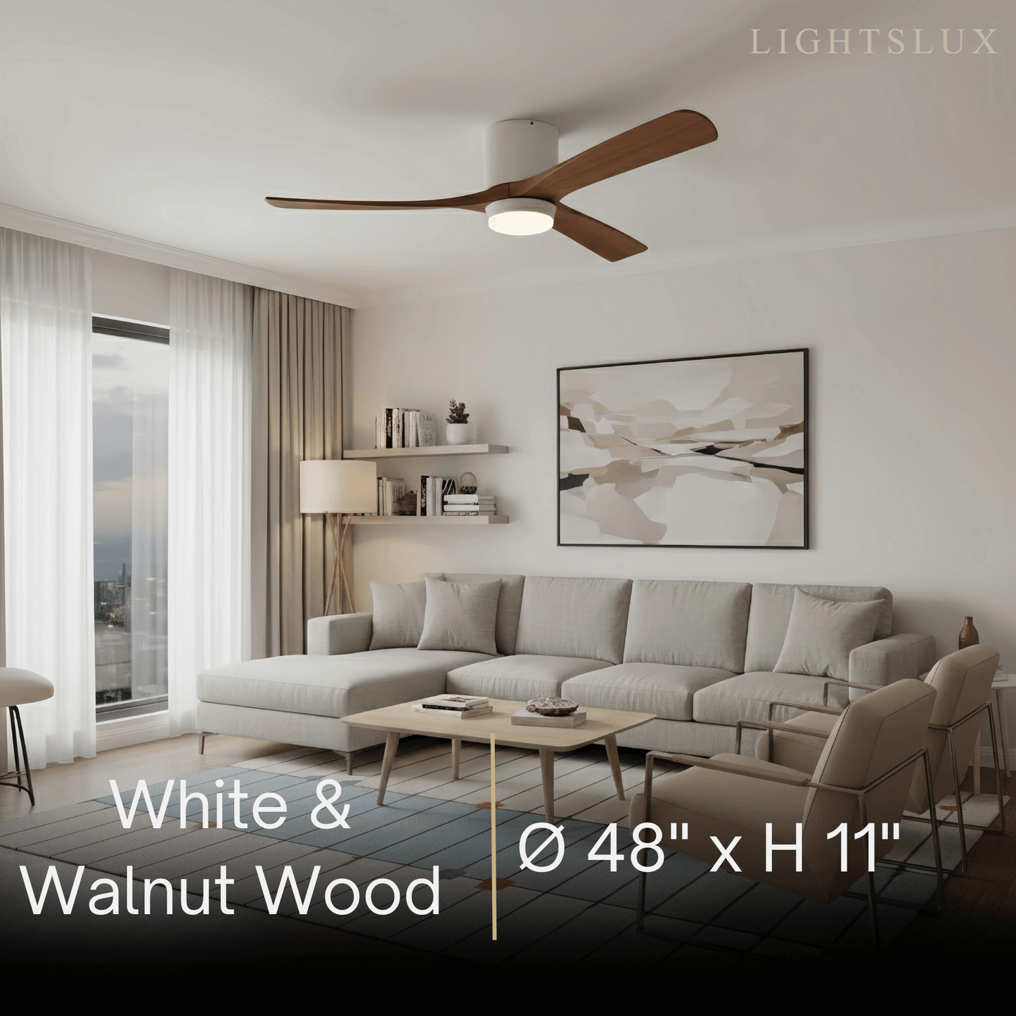 Ventilateur de Plafond Scandinave Bois | LED Intégrée, Flux d'Air Silencieux