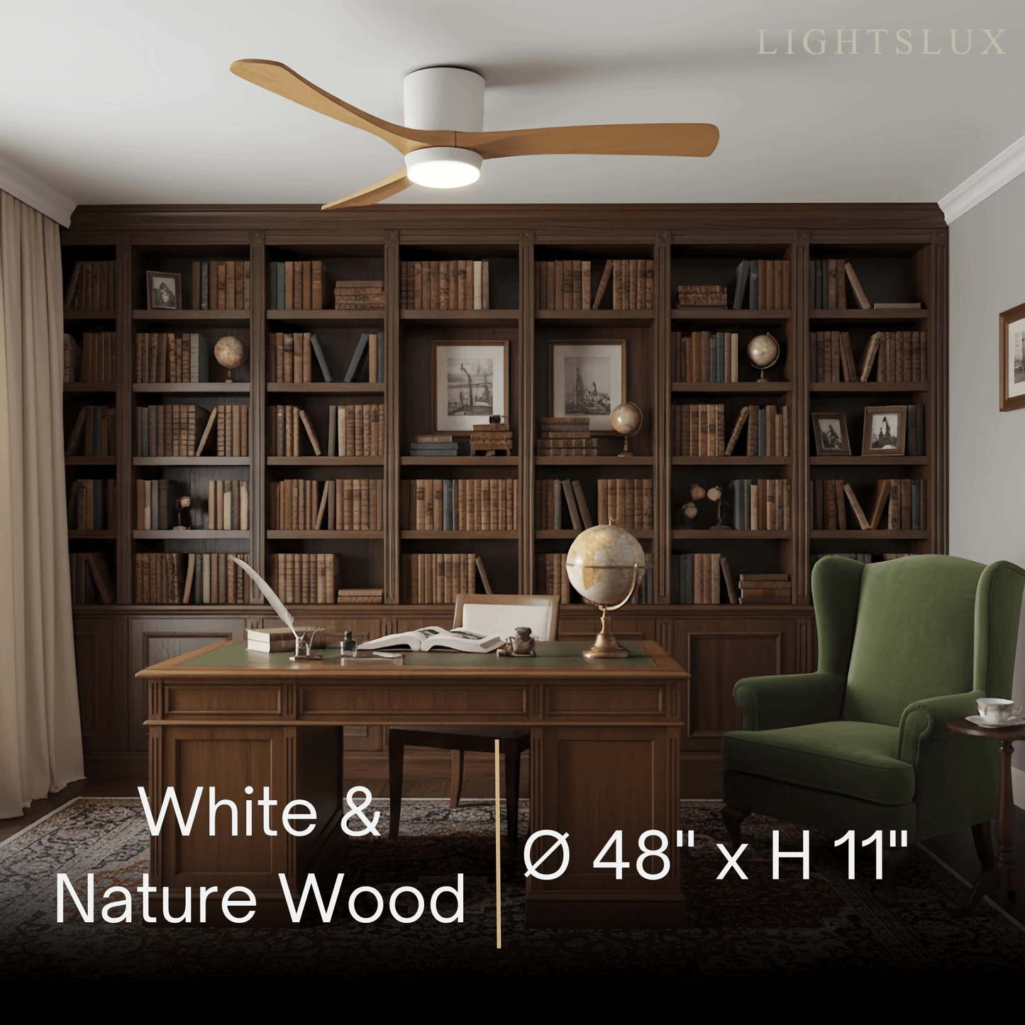 Ventilateur de Plafond Scandinave Bois | LED Intégrée, Flux d'Air Silencieux