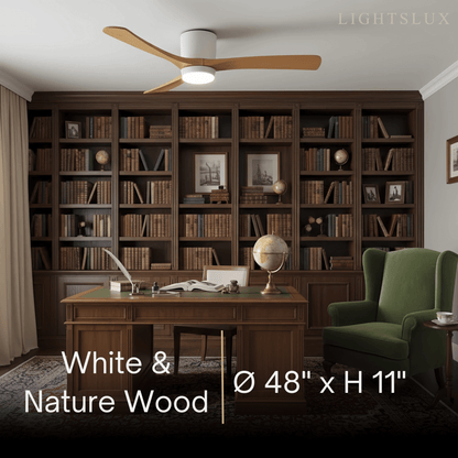 Ventilateur de Plafond Scandinave Bois | LED Intégrée, Flux d'Air Silencieux