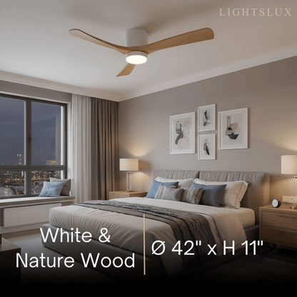 Ventilateur de Plafond Scandinave Bois | LED Intégrée, Flux d'Air Silencieux