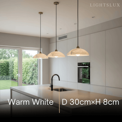 Lampe Suspendue Albâtre & Laiton | Réglable en Intensité, Câble Réglable 150 cm