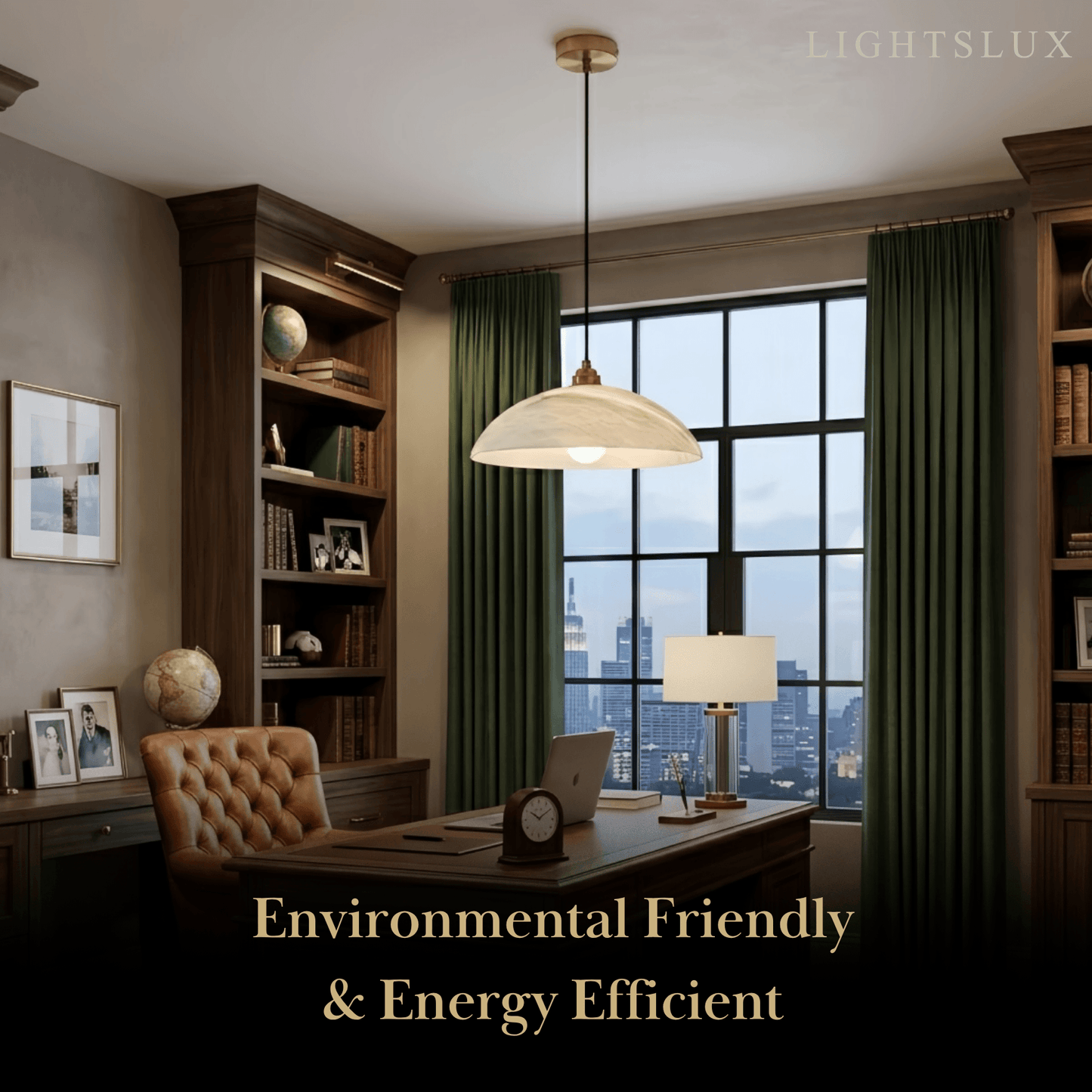 Lampe Suspendue Albâtre & Laiton | Réglable en Intensité, Câble Réglable 150 cm