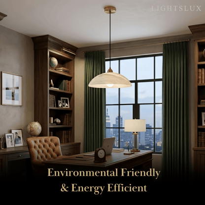 Lampe Suspendue Albâtre & Laiton | Réglable en Intensité, Câble Réglable 150 cm