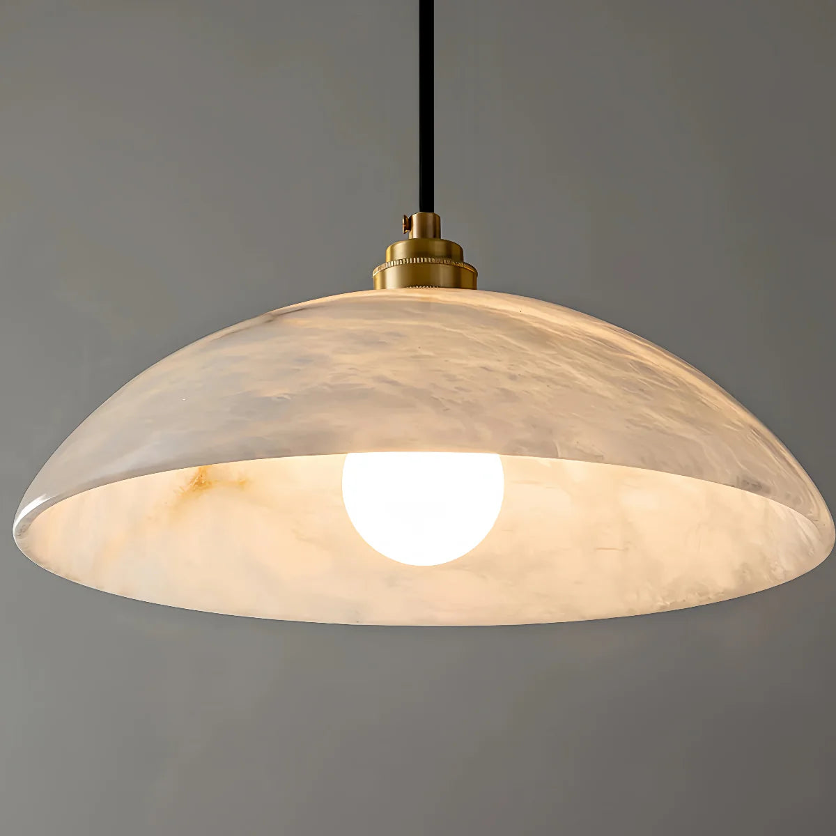 Lampe Suspendue Albâtre & Laiton | Réglable en Intensité, Câble Réglable 150 cm