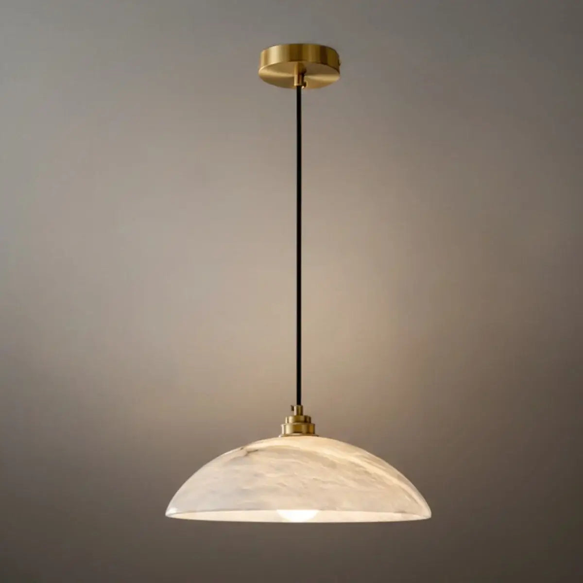 Lampe Suspendue Albâtre & Laiton | Réglable en Intensité, Câble Réglable 150 cm