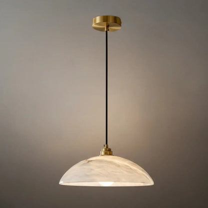 Lampe Suspendue Albâtre & Laiton | Réglable en Intensité, Câble Réglable 150 cm