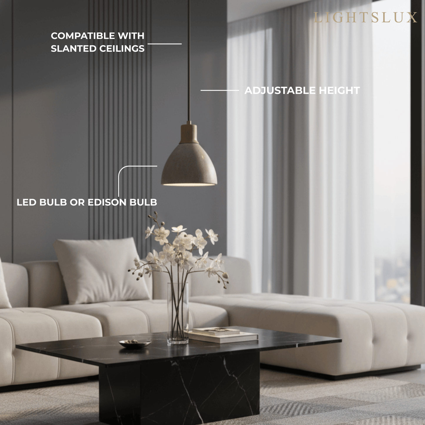 Lustre Suspension Pierre Travertin et Bois | Éclairage ciblé, câble réglable