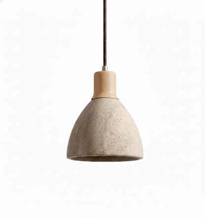 Lustre Suspension Pierre Travertin et Bois | Éclairage ciblé, câble réglable