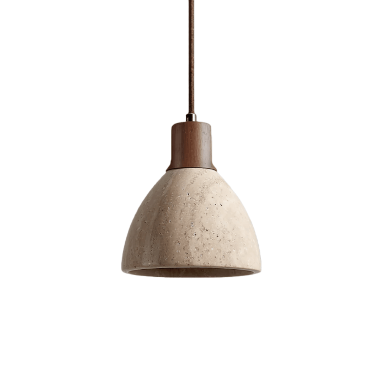 Lustre Suspension Pierre Travertin et Bois | Éclairage ciblé, câble réglable