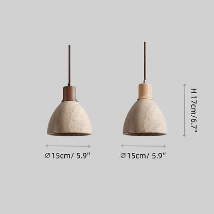 Lustre Suspension Pierre Travertin et Bois | Éclairage ciblé, câble réglable