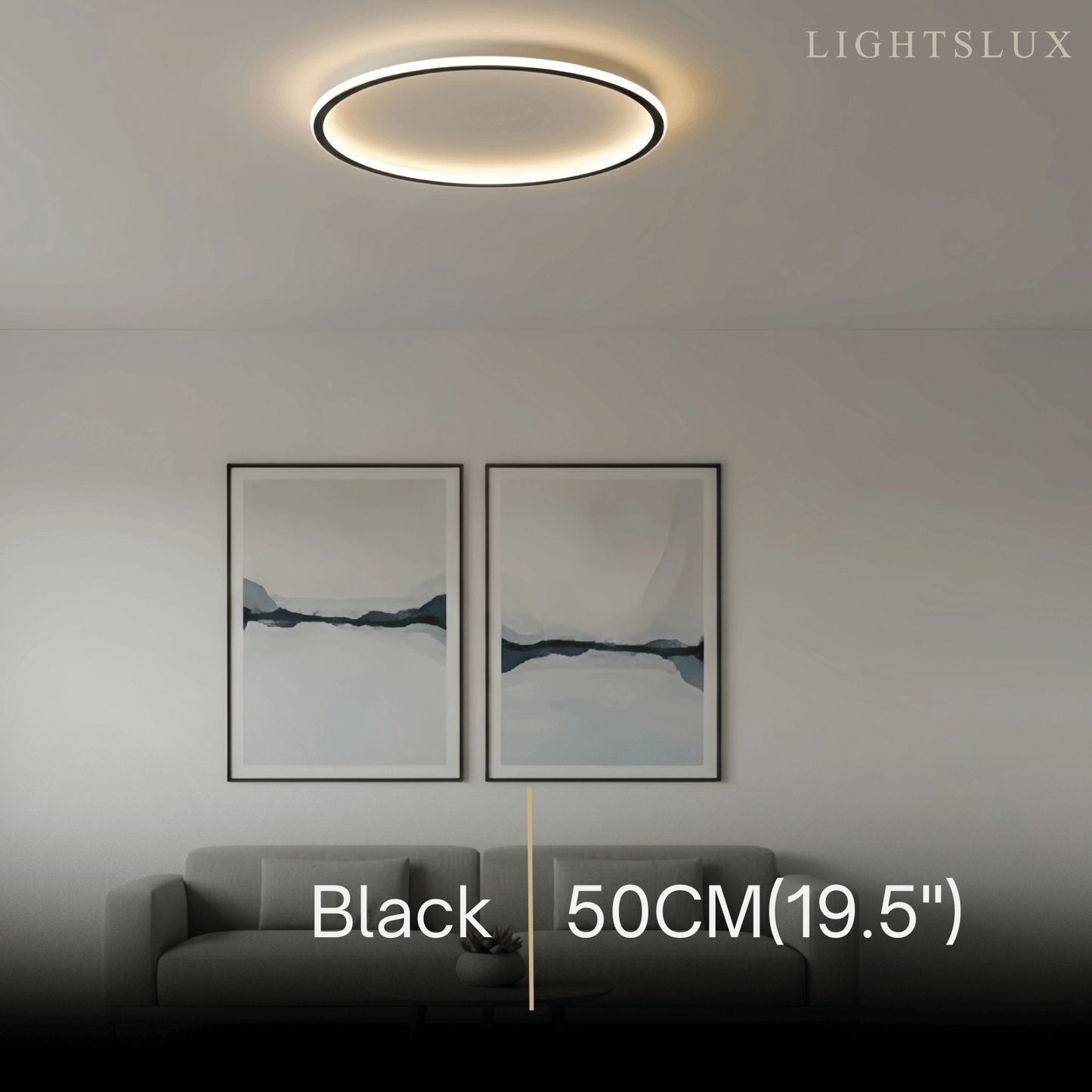 Applique Plafond Ronde Moderne Métal Noir et Blanc | 3 Temp. | Télécommande