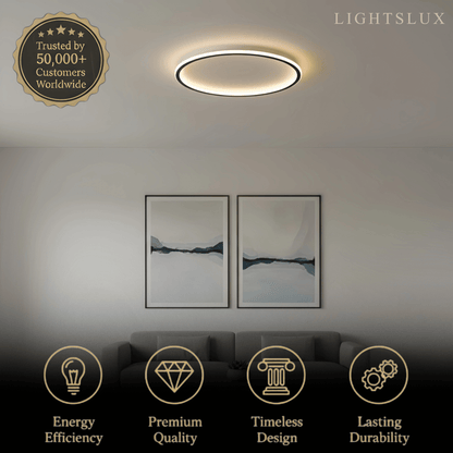 Applique Plafond Ronde Moderne Métal Noir et Blanc | 3 Temp. | Télécommande