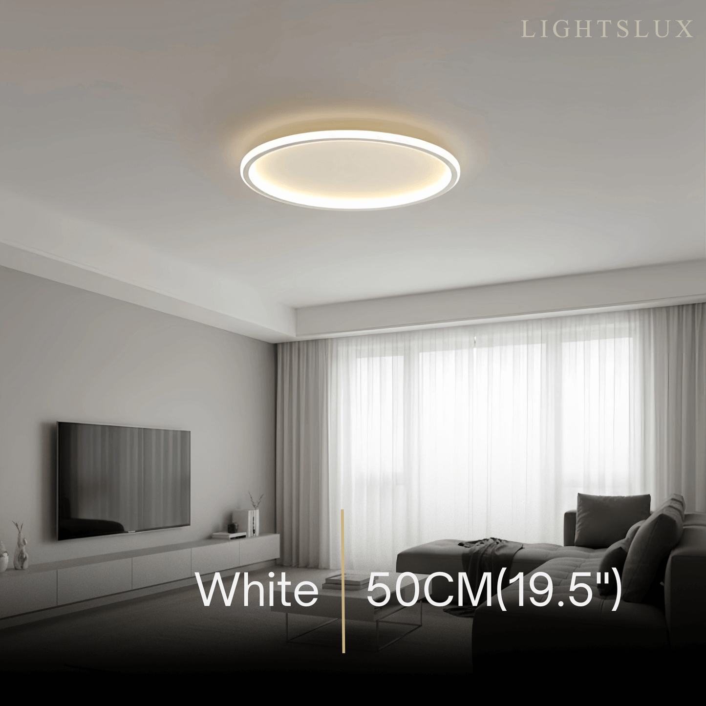 Applique Plafond Ronde Moderne Métal Noir et Blanc | 3 Temp. | Télécommande