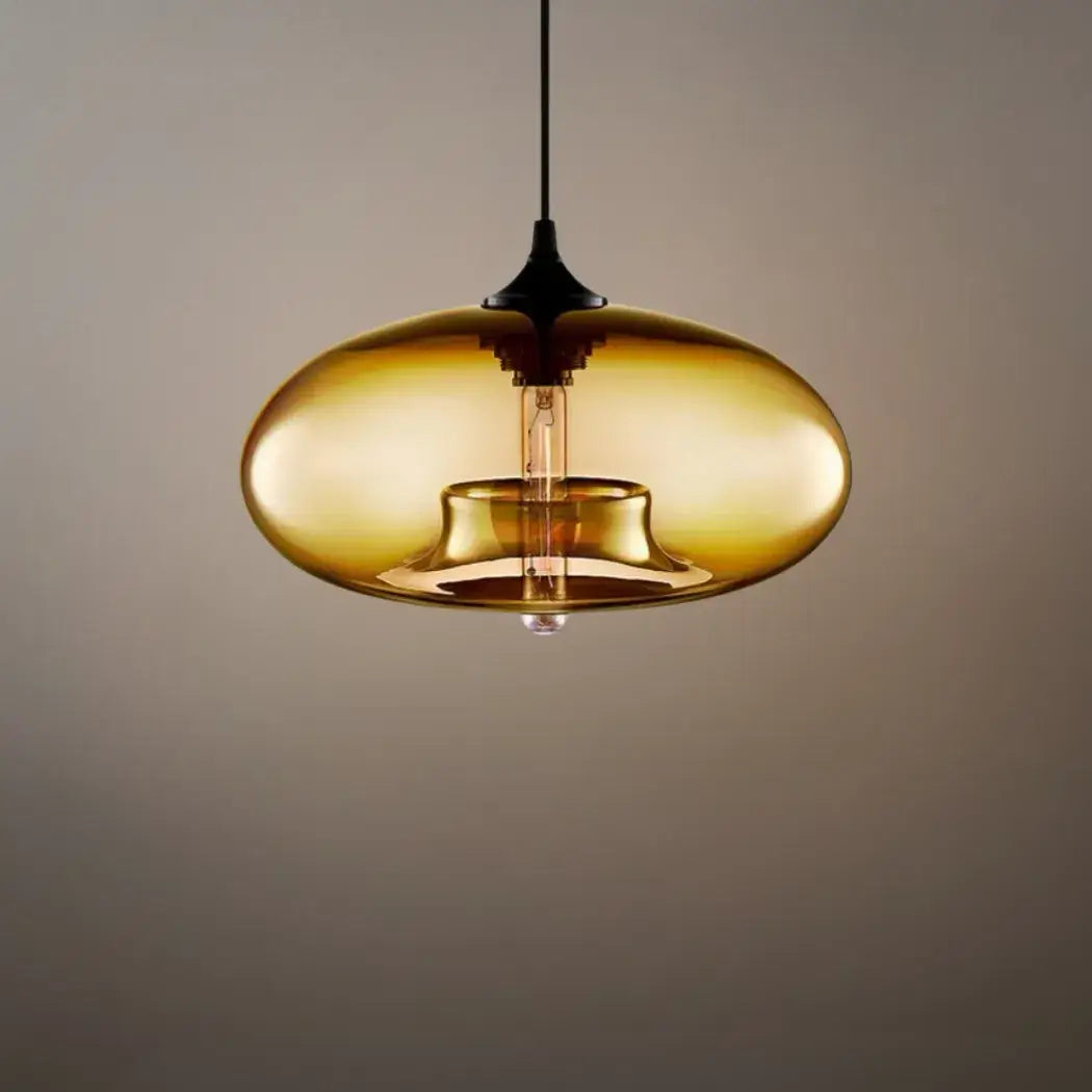 Lustre Verre Lampe Îlot Cuisine Verre & Métal | Hauteur Ajustable LED Compatible