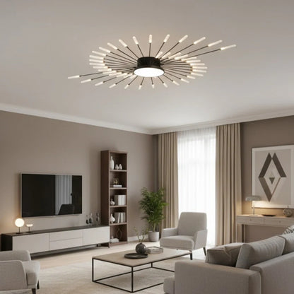 Lustre LED Moderne Noir-Or Métal et Acrylique | Télécommande et 3 Teintes