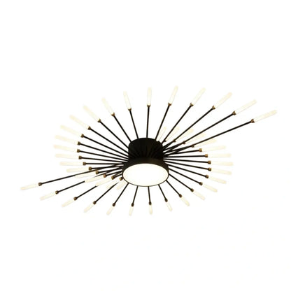 Lustre LED Moderne Noir-Or Métal et Acrylique | Télécommande et 3 Teintes