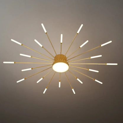 Lustre LED Moderne Noir-Or Métal et Acrylique | Télécommande et 3 Teintes