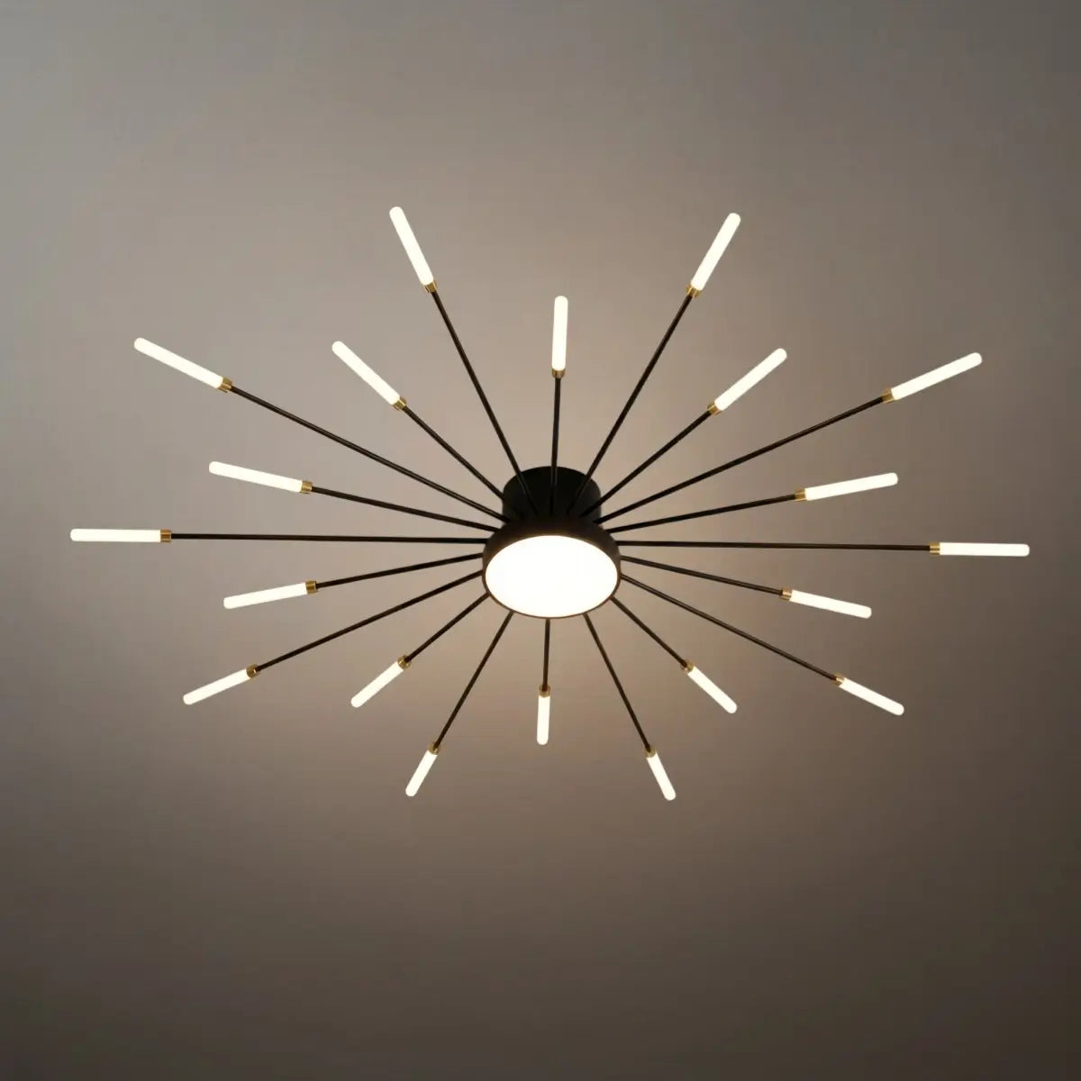 Lustre LED Moderne Noir-Or Métal et Acrylique | Télécommande et 3 Teintes