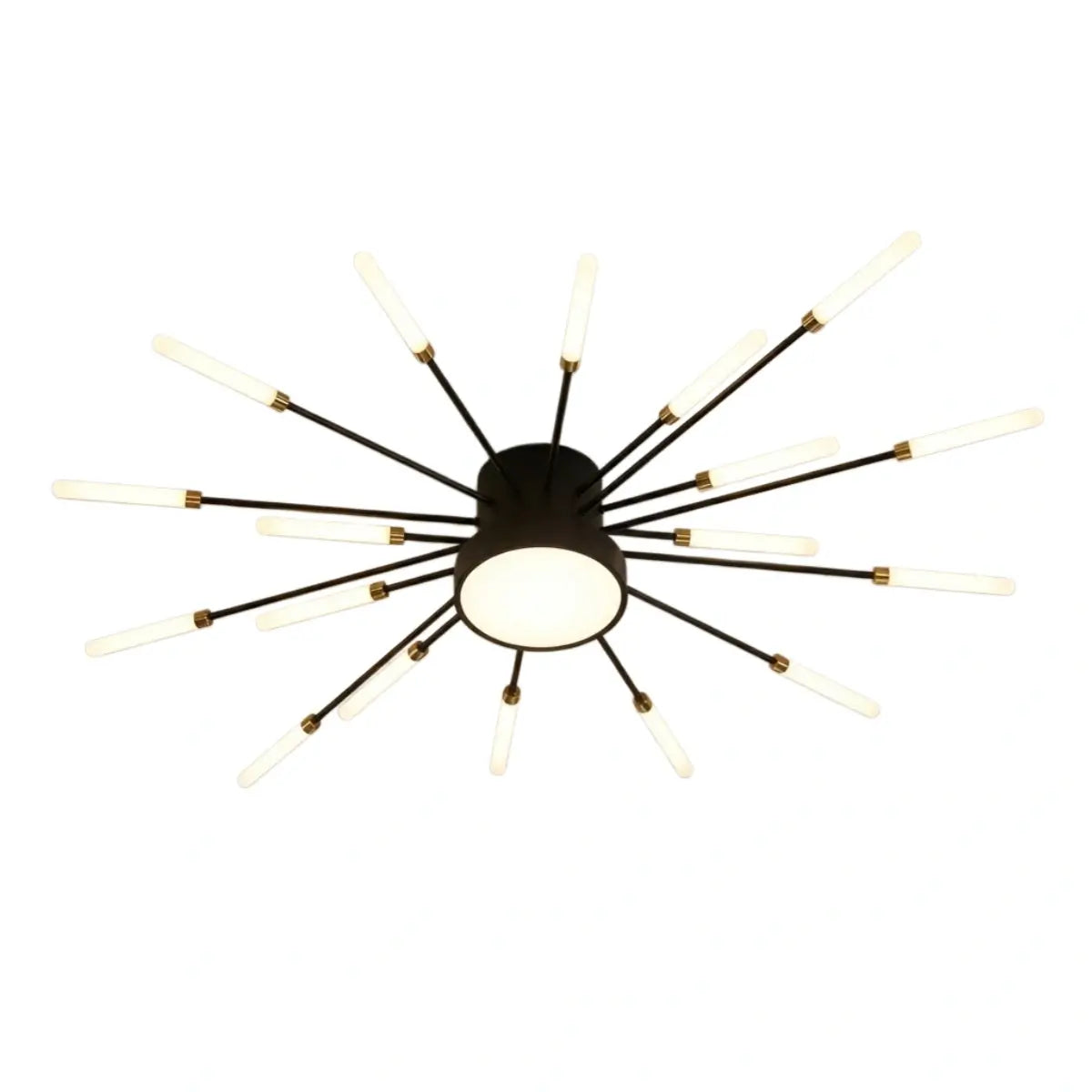 Lustre LED Moderne Noir-Or Métal et Acrylique | Télécommande et 3 Teintes