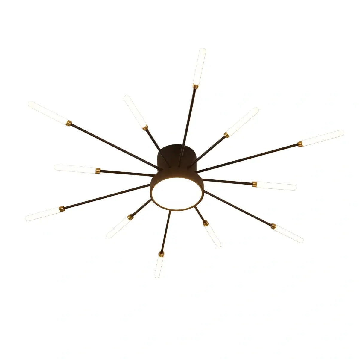 Lustre LED Moderne Noir-Or Métal et Acrylique | Télécommande et 3 Teintes