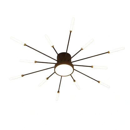 Lustre LED Moderne Noir-Or Métal et Acrylique | Télécommande et 3 Teintes