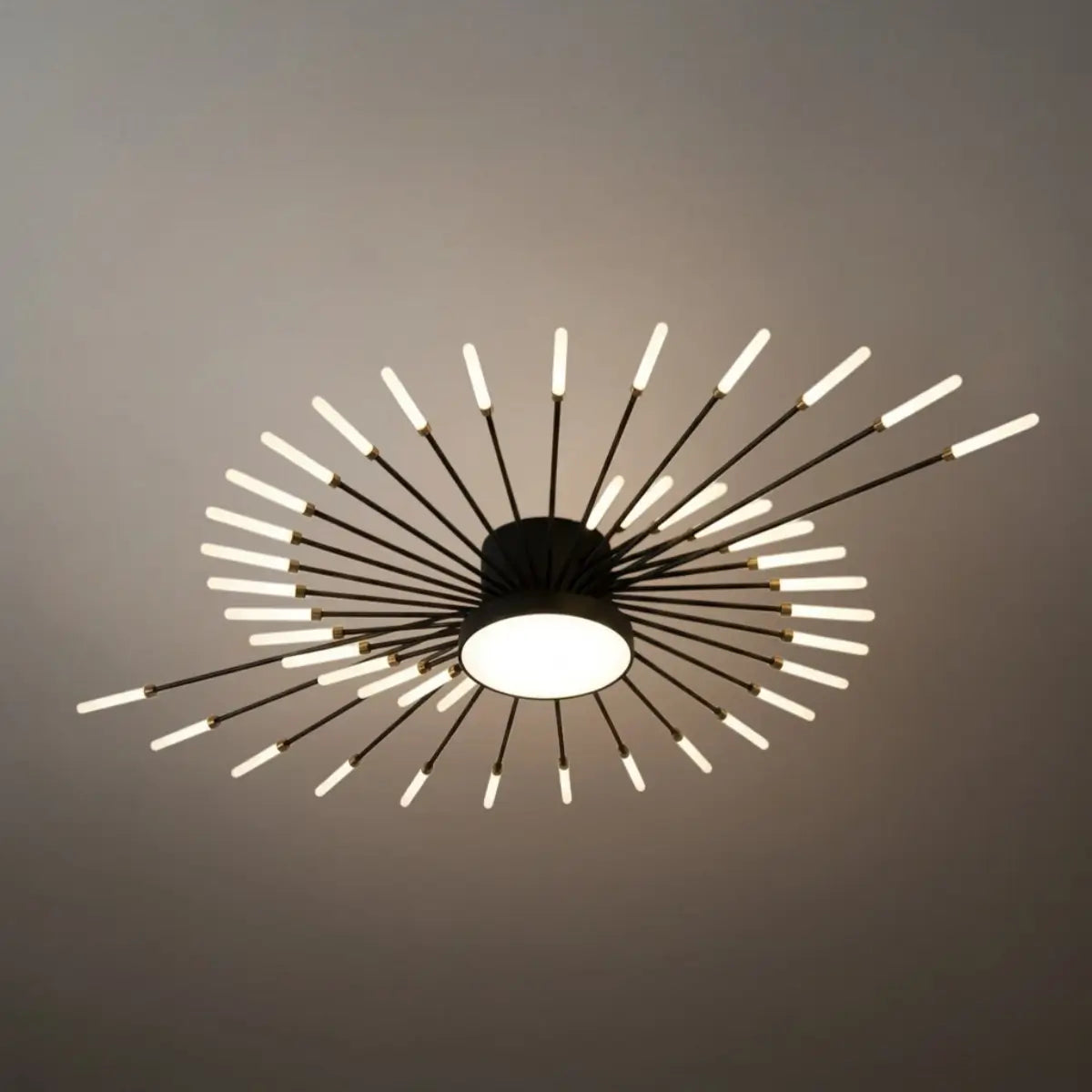 Lustre LED Moderne Noir-Or Métal et Acrylique | Télécommande et 3 Teintes