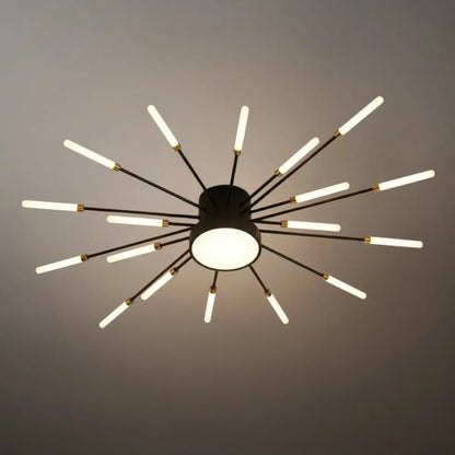 Lustre LED Moderne Noir-Or Métal et Acrylique | Télécommande et 3 Teintes