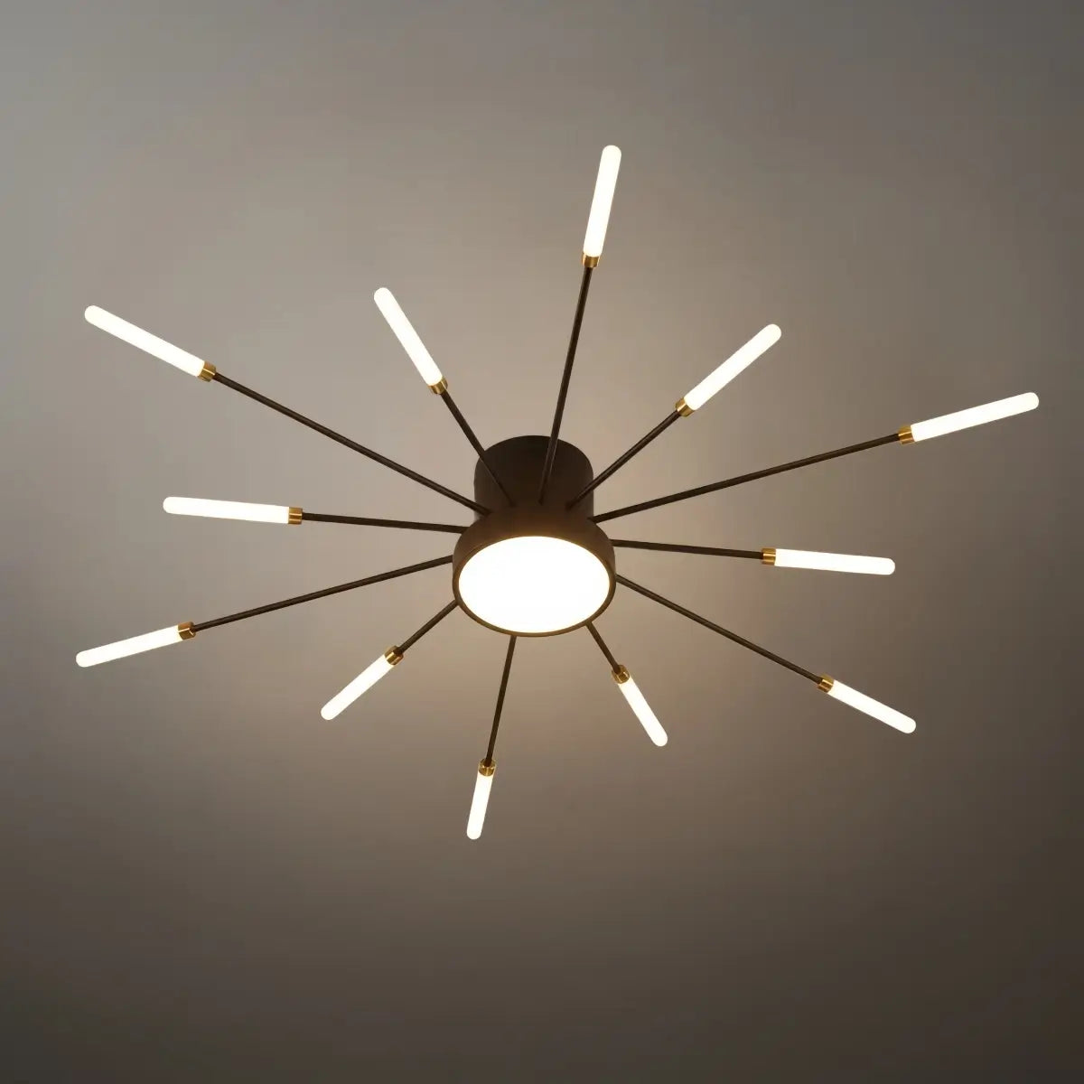 Lustre LED Moderne Noir-Or Métal et Acrylique | Télécommande et 3 Teintes