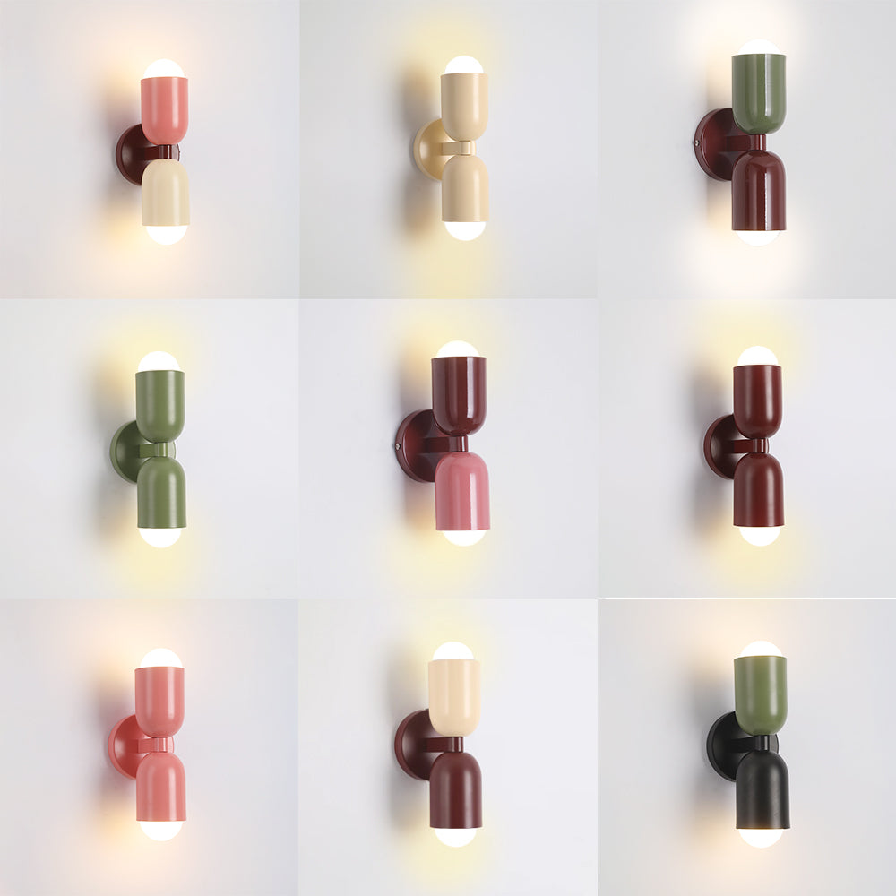 Applique Murale Bicolore Métal | Double Tête LED Ampoule Incluse | Ligne Coloris