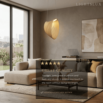 Lustre Suspension Bois ArtDéco | LED Intégré, Cordons Réglables | Série Atelier